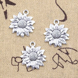 12pcs Charms Sunflower Flower 21x19mm Antique Silver Color Pendants Making DIY Handmade Tibetan Finding Jewelry