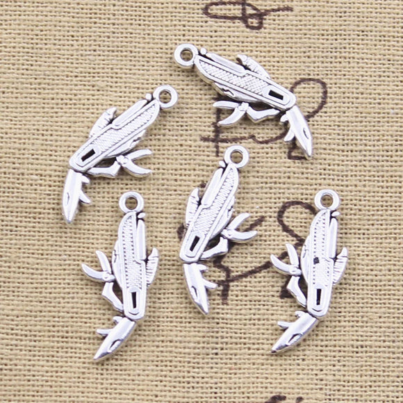 12pcs Charms Tools Multifunctional Saber 25x11mm Antique Silver Color Pendants Making DIY Handmade Tibetan Finding Jewelry