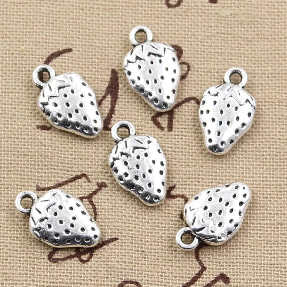 12pcs Charms Two Sided Strawberry 17x10mm Antique Making Pendant fit,Vintage Tibetan Silver color,DIY Handmade Jewelry