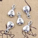 20pcs Charms Wallet Dollar Purse Money 17x9mm Antique Silver Color Pendants Making DIY Handmade Tibetan Finding Jewelry RF4673