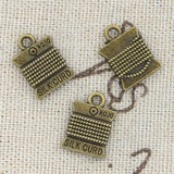 12pcs Charms Yarn Silk Curd 15x11mm Antique Bronze Silver Color Pendants Making DIY Handmade Tibetan Finding Jewelry