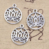 12pcs Charms Yoga Lotus Flower 22x19mm Antique Silver Color Plated Pendants Making DIY Handmade Tibetan Finding Jewelry