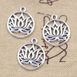 12pcs Charms Yoga Lotus Flower 22x19mm Antique Silver Color Plated Pendants Making DIY Handmade Tibetan Finding Jewelry