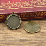 12pcs Fit 16mm Round Glass Cabochon Base Setting Hot Antique Bronze Silver Color Color Pendant Tray For Jewelry DIY Making