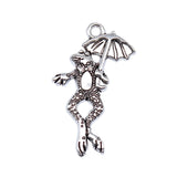 13pcs Charms Frog Holding Lotus Leaf Umbrella 27x16mm Antique Silver Color Pendants DIY Jewelry Making Handmade Tibetan Jewelry