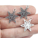 15 Pieces 19*25mm Antique Silver Color Star Hollow Charms Earrings For DIY Jewelry Making