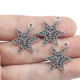 15 Pieces 19*25mm Antique Silver Color Star Hollow Charms Earrings For DIY Jewelry Making