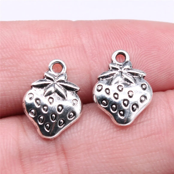 15Pcs/Lot Charms Fruit Strawberry 15x11mm Antique Silver Color Pendants DIY Crafts Making Findings Handmade Tibetan Jewelry