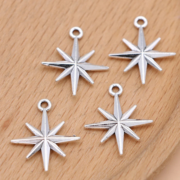 15Pcs Silver Plated Star Charm Pendant for Jewelry Making Bracelet Accessories DIY