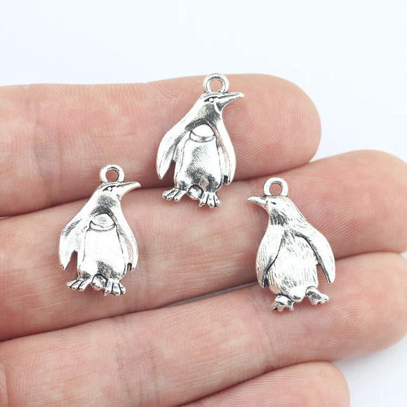 15Pieces 12*20mm Antique Silver Color Cute Penguin Charms Necklace Earring Pendant Accessory Charms For DIY Jewelry Making