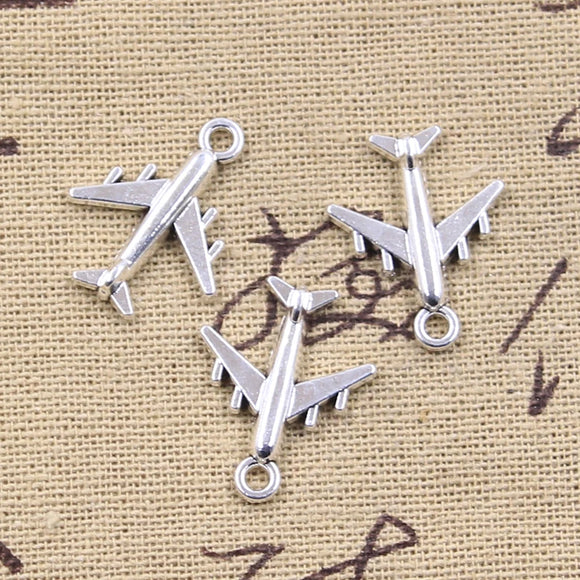 20pcs Charms Airplane Plane 21x17mm Antique Silver Color Pendants Making DIY Handmade Tibetan Finding Jewelry
