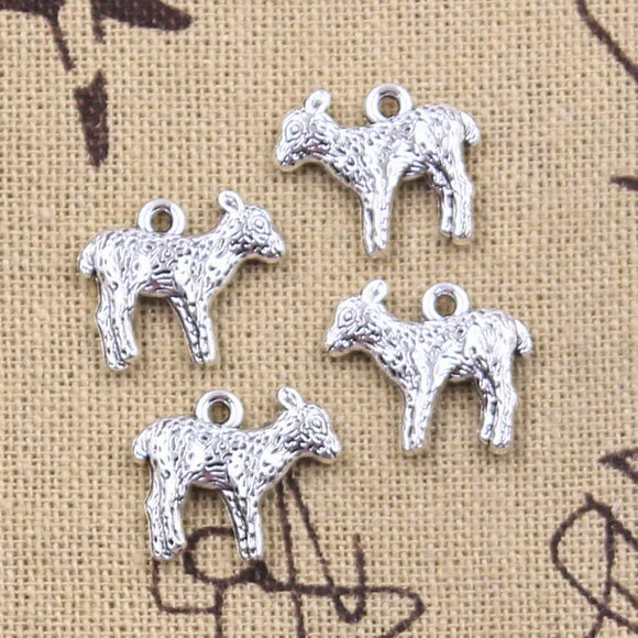 15pcs Charms Animal Sheep Mutton 14x16mm Antique Silver Color Pendants Making DIY Handmade Tibetan Finding Jewelry