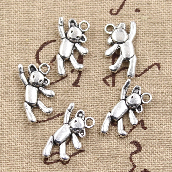 15pcs Charms Bear 19x10mm Antique,Zinc Alloy Pendant fit,Vintage Tibetan Bronze Silver color,DIY For Handmade Jewelry