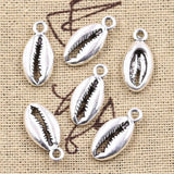 15pcs Charms Bohemian Cowrie Conch Shell 17x8mm Antique Silver Color Plated Pendant Making DIY Handmade Tibetan Finding Jewelry