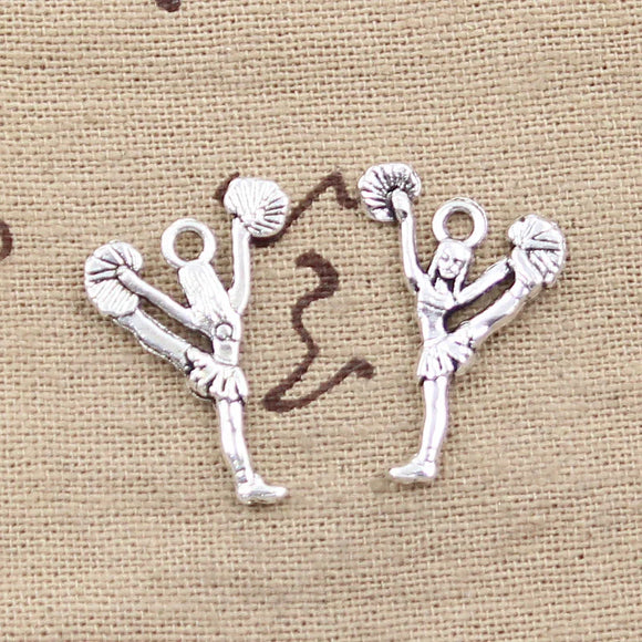 15pcs Charms Cheerleaders Cheering Dance 26x17mm Antique Making Pendant fit,Vintage Tibetan Silver color,DIY Handmade Jewelry