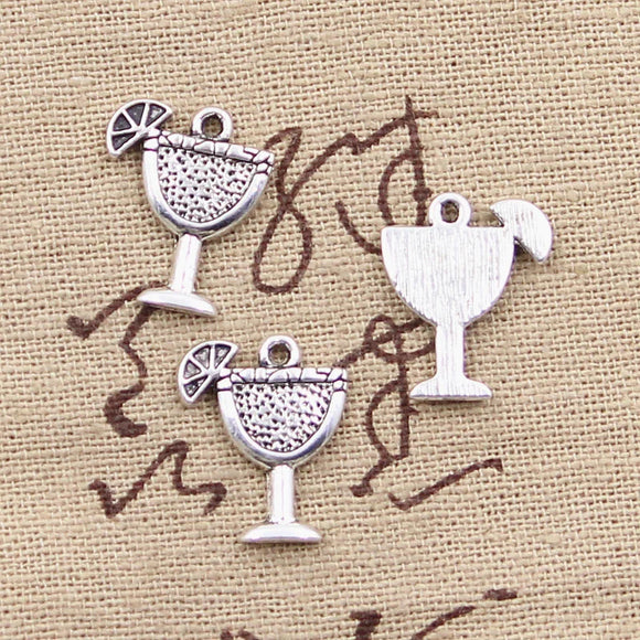 15pcs Charms Cold Drink Cup 17x14mm Antique Making Pendant fit,Vintage Tibetan Silver color,DIY Handmade Jewelry