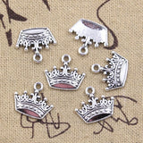 20pcs Charms Crown 15x18mm Antique Silver Color Pendants Making DIY Handmade Tibetan Finding Jewelry EF4691
