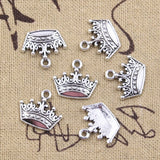 20pcs Charms Crown 15x18mm Antique Silver Color Pendants Making DIY Handmade Tibetan Finding Jewelry EF4691