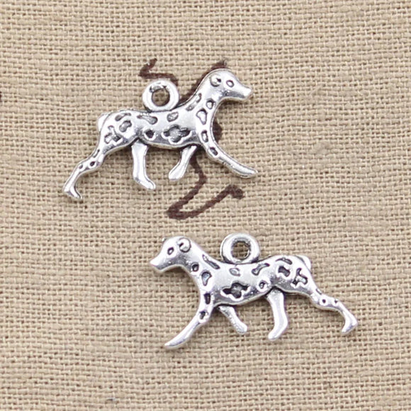 15pcs Charms Dog Dalmatians 13x25mm Antique Silver Color Pendants Making DIY Handmade Tibetan Finding Jewelry