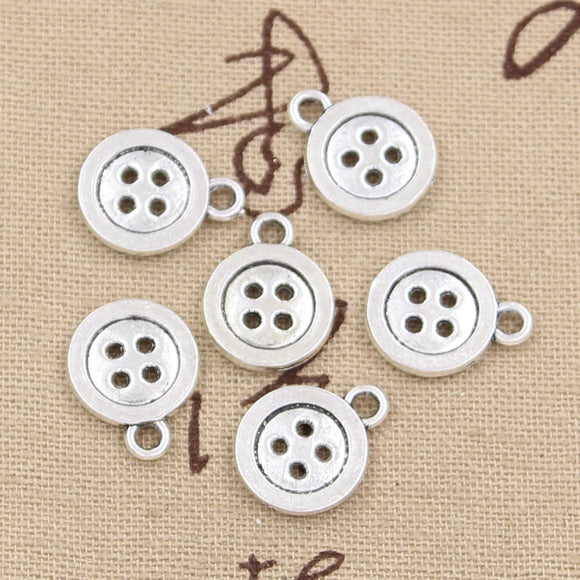 20pcs Charms Double Sided Button 16x13mm Antique Pendant fit,Vintage Tibetan Bronze Silver color,DIY Handmade Jewelry