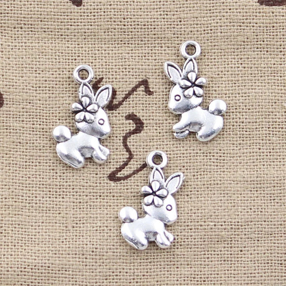 20pcs Charms Double Sided Rabbit 18x10mm Antique Making Pendant fit,Vintage Tibetan Bronze Silver color,DIY Handmade Jewelry
