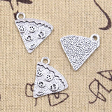 15pcs Charms Food Pizza Cate 19x19mm Antique Silver Color Pendants Making DIY Handmade Tibetan Finding Jewelry