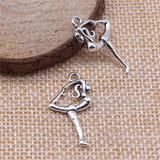 15pcs Charms Gymnast Sporter Gymnastics Player 26x14mm Antique Silver Color Pendants Making DIY Handmade Tibetan Finding Jewelry