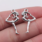 15pcs Charms Gymnast Sporter Gymnastics Player 26x14mm Antique Silver Color Pendants Making DIY Handmade Tibetan Finding Jewelry