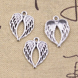 15pcs Charms Heart Angel Wings 21x17mm Antique Silver Color Pendants Making DIY Handmade Tibetan Finding Jewelry