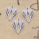 15pcs Charms Heart Angel Wings 21x17mm Antique Silver Color Pendants Making DIY Handmade Tibetan Finding Jewelry