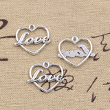 15pcs Charms Heart Love 19x20mm Antique Silver Color Pendants Making DIY Handmade Tibetan Finding Jewelry