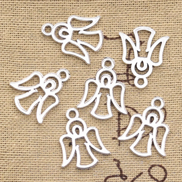 15pcs Charms Hollow Angel 20x12mm Antique Making Pendant fit,Vintage Tibetan Bronze Silver color,DIY Handmade Jewelry