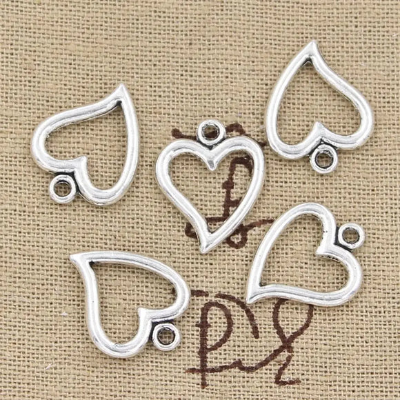 20pcs Charms Hollow Heart 18x15mm Antique Making Pendant fit,Vintage Tibetan Bronze Silver color,DIY Handmade Jewelry