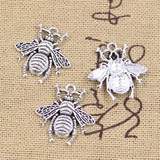 15pcs Charms Hornet Honeybee Bee Honey 21x20mm Antique Silver Color Pendants Making DIY Handmade Tibetan Finding Jewelry