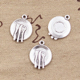 15pcs Charms Kitchen Tableware Fork Spoon 20x15mm Antique Silver Color Pendants Making DIY Handmade Tibetan Finding Jewelry