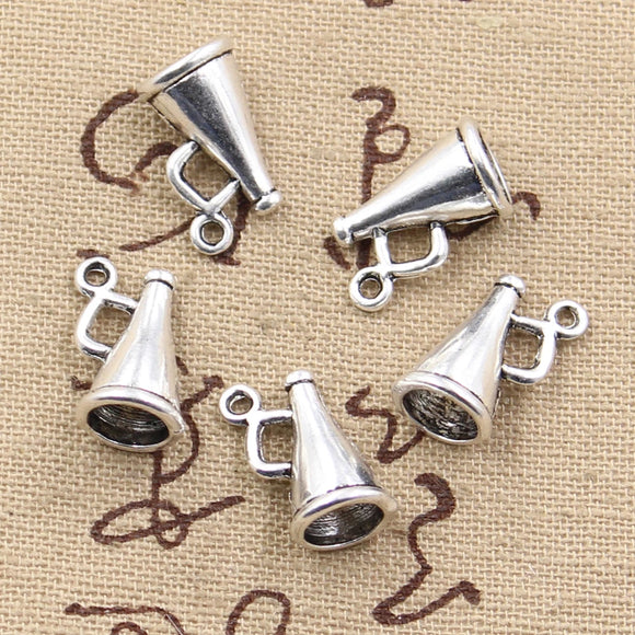 15pcs Charms Loudspeaker Megaphone Cheerleading 15x9mm Antique Silver Color Pendants Making DIY Handmade Tibetan Finding Jewelry