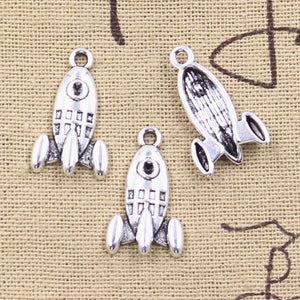 15pcs Charms Missile Rocket Spaceship 23x14mm Antique Silver Color Pendants Making DIY Handmade Tibetan Finding Jewelry