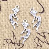 15pcs Charms Native Bumper Kokopelli 25x12mm Antique Silver Color Pendants Making DIY Handmade Tibetan Finding Jewelry