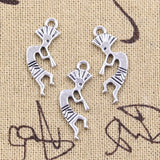 15pcs Charms Native Bumper Kokopelli 25x12mm Antique Silver Color Pendants Making DIY Handmade Tibetan Finding Jewelry