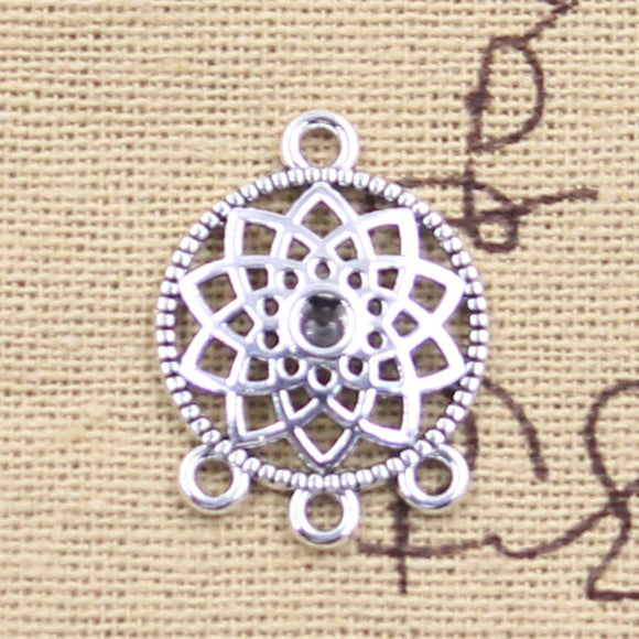 15pcs Charms Native Dream Catcher Chandelier Connector 24x18mm Antique Silver Color Pendants Making DIY Tibetan Finding Jewelry