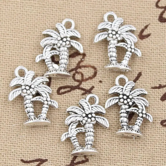 15pcs Charms Palm Tree Coconut 18x13mm Antique Making Pendant fit,Vintage Tibetan Silver color,DIY Handmade Jewelry
