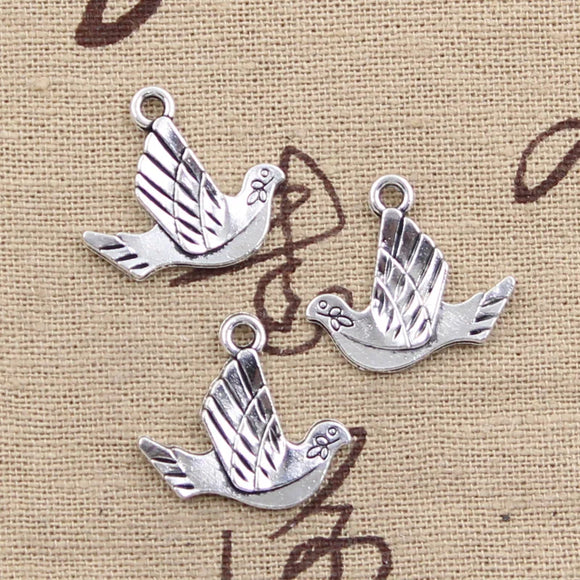 15pcs Charms Peace Dove Onlive 20x21mm Antique Tibetan Pendant Findings Accessories DIY Vintage Choker Handmade Jewelry