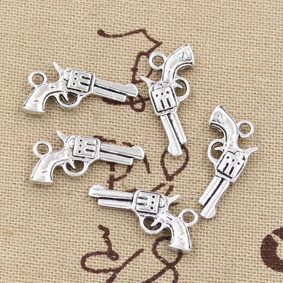 15pcs Charms Pistol Gun 22x12mm Antique Making Pendant fit,Vintage Tibetan Bronze Silver color,DIY Handmade Jewelry h0617