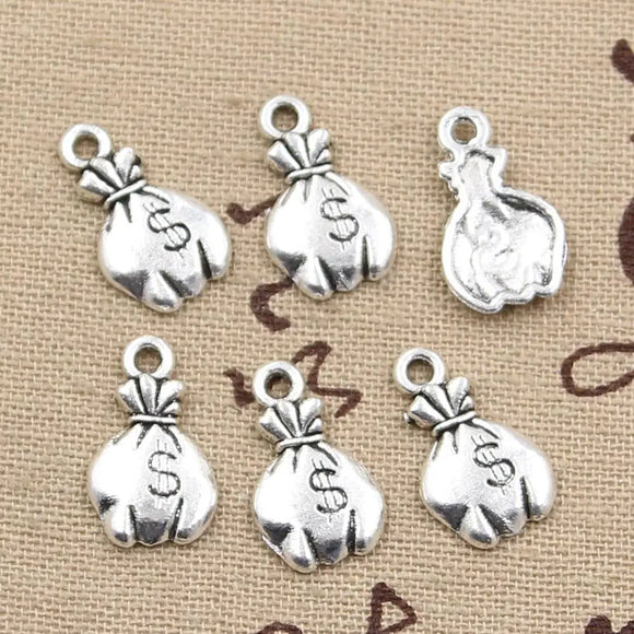 15pcs Charms Sack Of Money Dollars 19x11mm Antique Making Pendant fit,Vintage Tibetan Bronze Silver color,DIY Handmade Jewelry