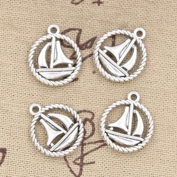 20pcs Charms Sailing Ship 19x16mm Antique Silver Color Pendants Making DIY Handmade Tibetan Finding Jewelry