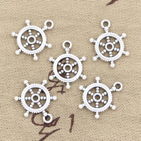 20pcs Charms Ships Wheel Helm Rudder 20x15mm Antique Making Pendant fit,Vintage Tibetan Bronze Silver color,DIY Handmade Jewelry