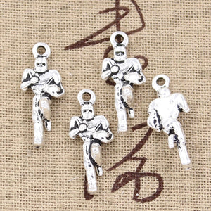 15pcs Charms Soccer Sporter Football Player 22x13mm Antique Silver Color Pendants Making DIY Handmade Tibetan Finding Jewelry