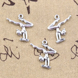 20pcs Charms Sporter Gymnastics Gymnast Player 22x22mm Antique Silver Color Pendants Making DIY Handmade Tibetan Finding Jewelry