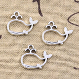 15pcs Charms Spout Whale 15x19mm Antique Silver Color Plated Pendants Making DIY Handmade Tibetan Silver Color Finding Jewelry