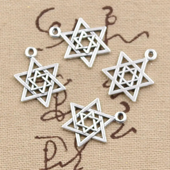 15pcs Charms Star Of David Shield 22x16mm Antique Making Pendant fit,Vintage Tibetan Bronze Silver color,DIY Handmade Jewelry